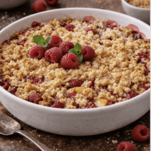 Crumble pommes framboises