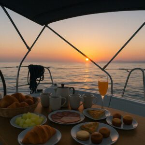 Brunch privé au lever du soleil sur un voilier à Barcelone (8 pax max.)