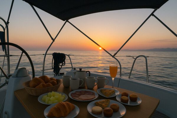Brunch privé au lever du soleil sur un voilier à Barcelone (8 pax max.)